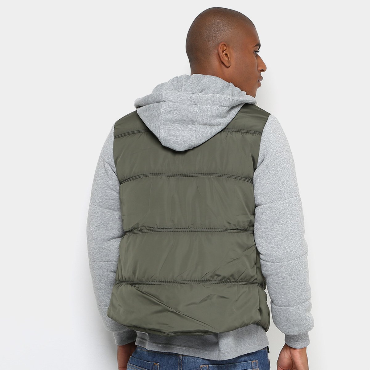jaqueta puffer rock & soda manga removível masculina